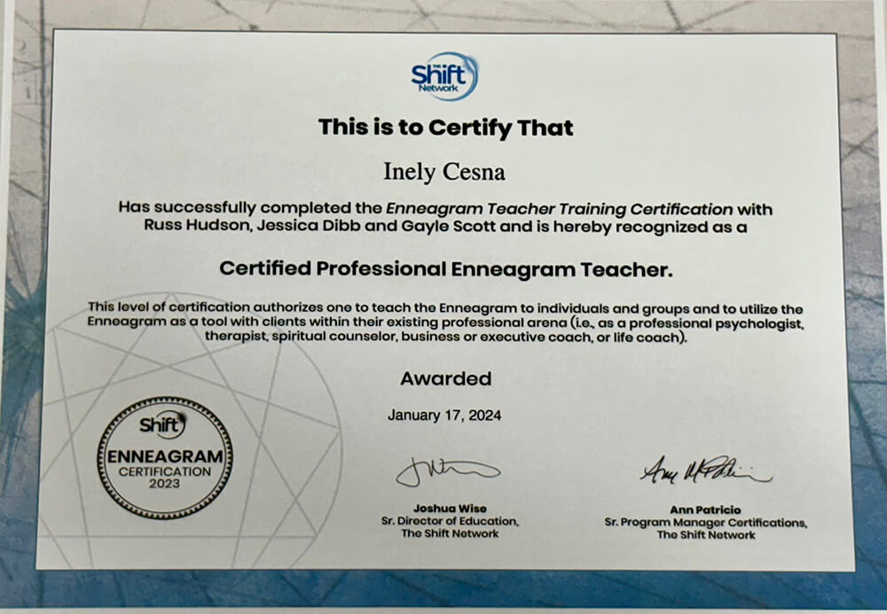 CERTIFIED PROFESSIONAL ENNEAGRAM TEACHER CERTIFICATE

